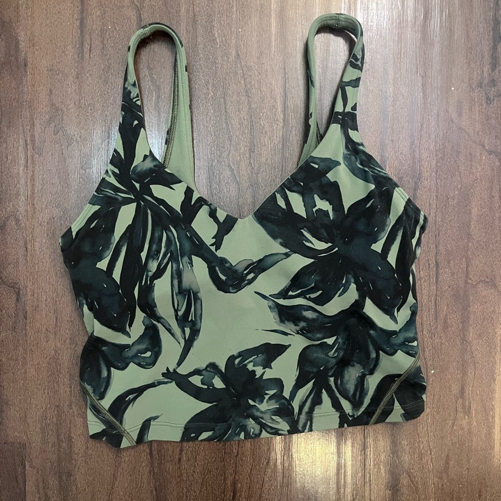 Lululemon Align Tank size 6 green with leaf print